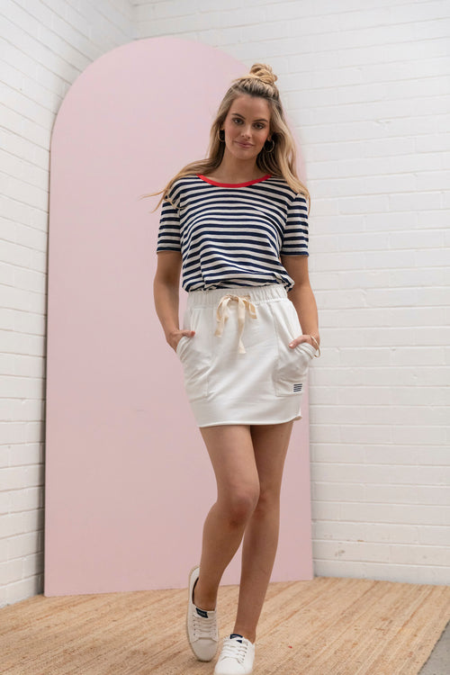 Paperbag Terry Skirt - pearl white