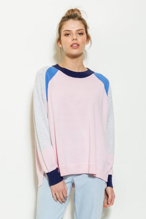 Avery Embossed Crew Knit - pale pink