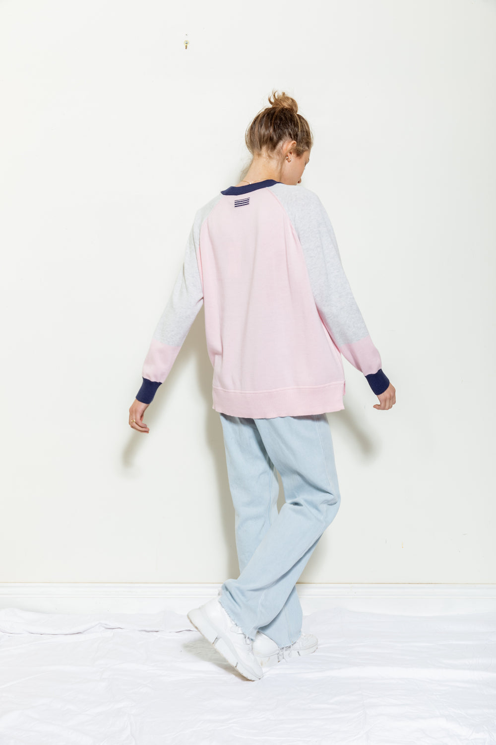 Avery Embossed Crew Knit - pale pink