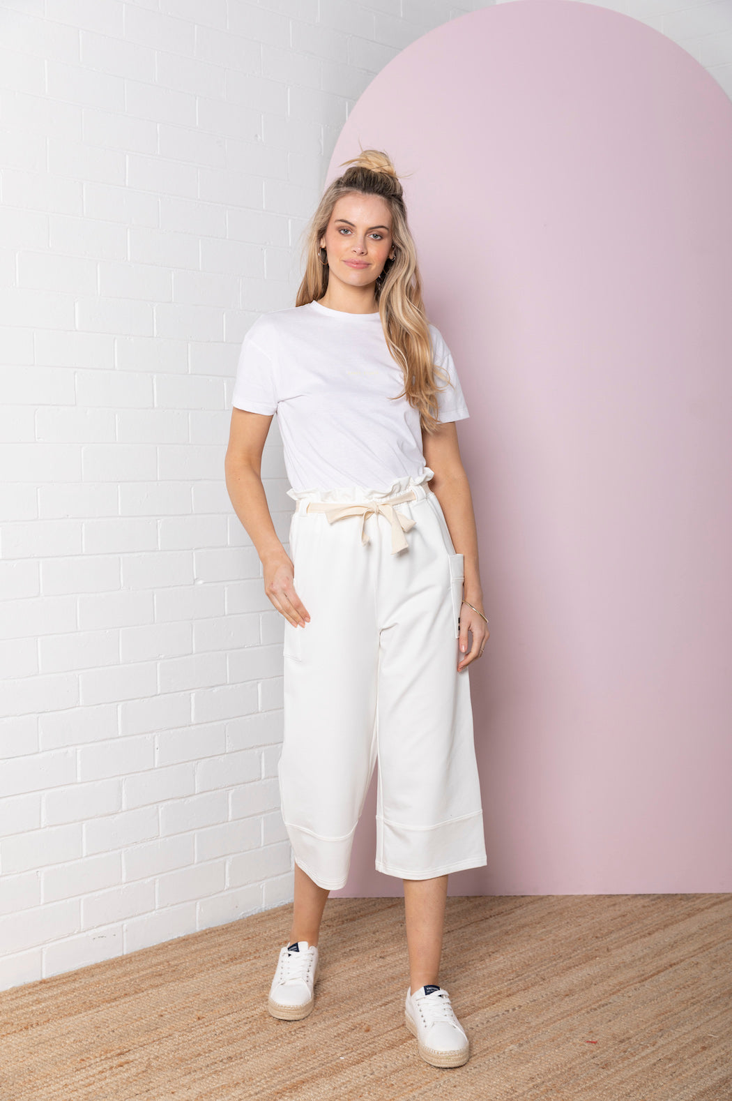 Wide Terry Culotte - pearl white