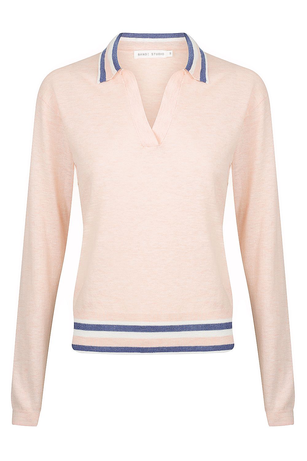 LILLY LONG SLEEVE LINEN POLO KNIT - BLUSHING PINK