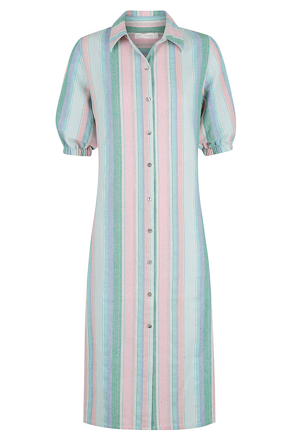 Oceania Stripe Linen Shirt Dress