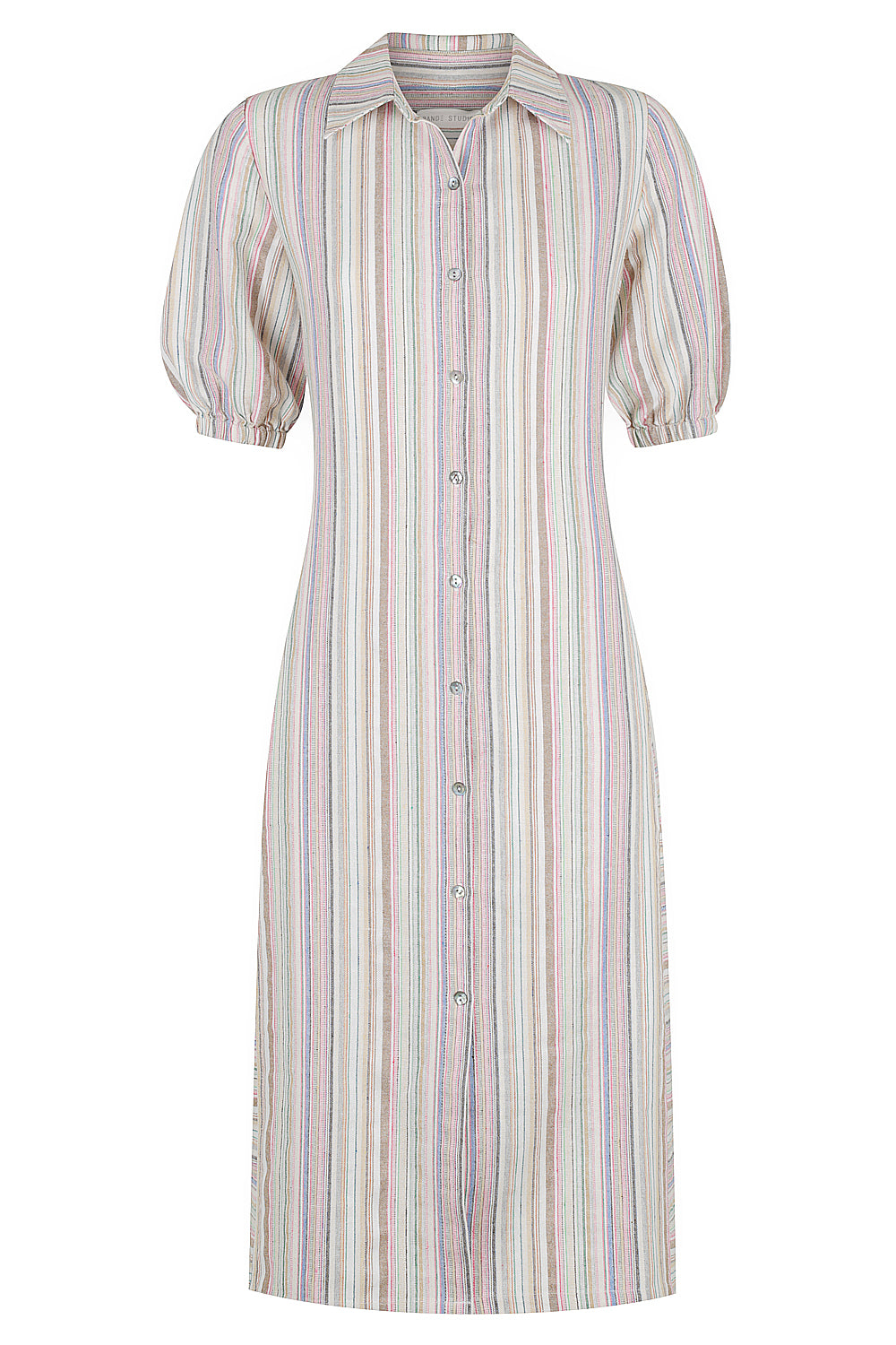 Oceania Stripe Linen Shirt Dress